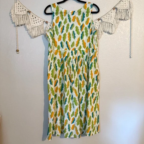 Gudrun Sjödén White Green‎ Blue Leaf Organic Cotton Dress - Picture 5 of 5